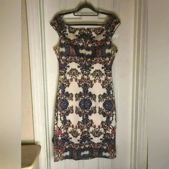 Multicolored Embellished Knee-Length Dress - Picture 13 of 16